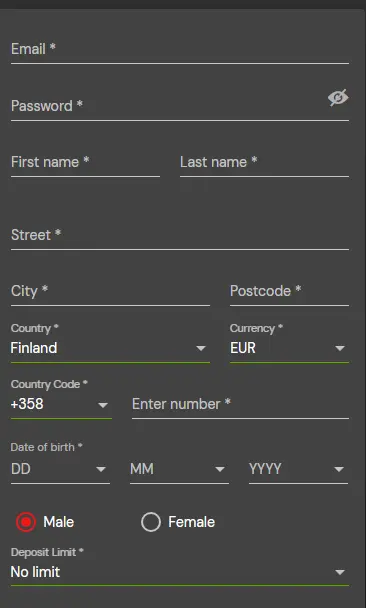 Rejestracja konta w kasynie online Betsafe